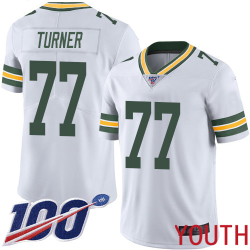 Green Bay Packers Limited White Youth #77 Turner Billy Road Jersey Nike NFL 100th Season Vapor Untouchable